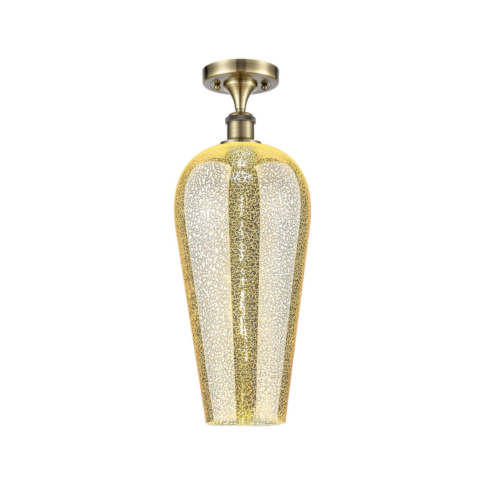 Innovations Chelsea 8in 1-Light Semi-Flush | Industrial Antique Brass and Mercury Glass | Hallway & Bedroom | Model 516-1C-AB-G456-8ME