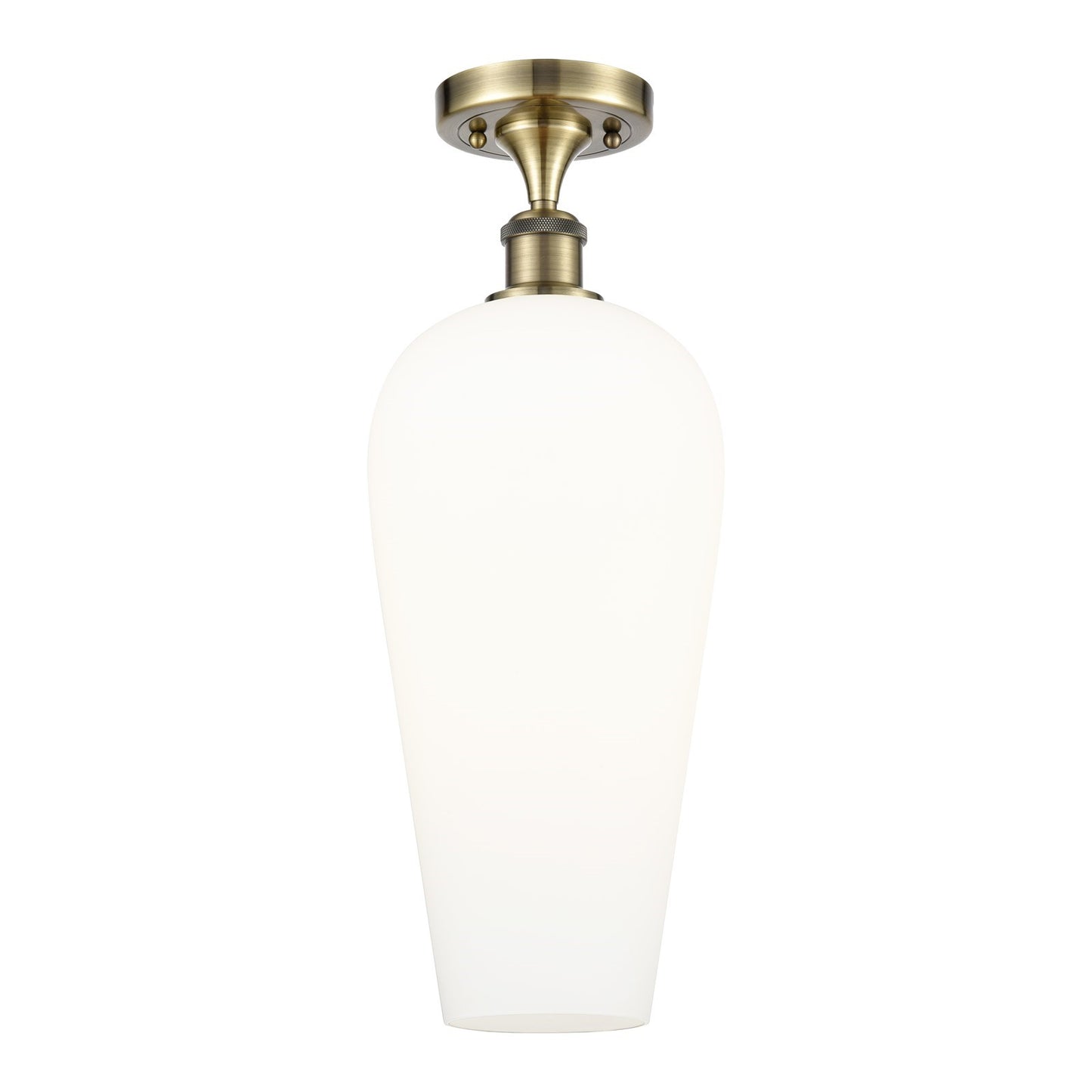 Innovations Chelsea 8in 1-Light Semi-Flush | Industrial Antique Brass and White Glass | Hallway & Entryway | Model 516-1C-AB-G456-8WH