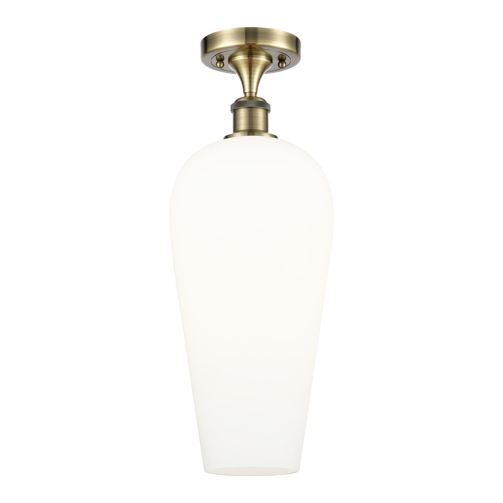 Innovations Chelsea 8in 1-Light Semi-Flush | Industrial Antique Brass and White Glass | Hallway & Entryway | Model 516-1C-AB-G456-8WH