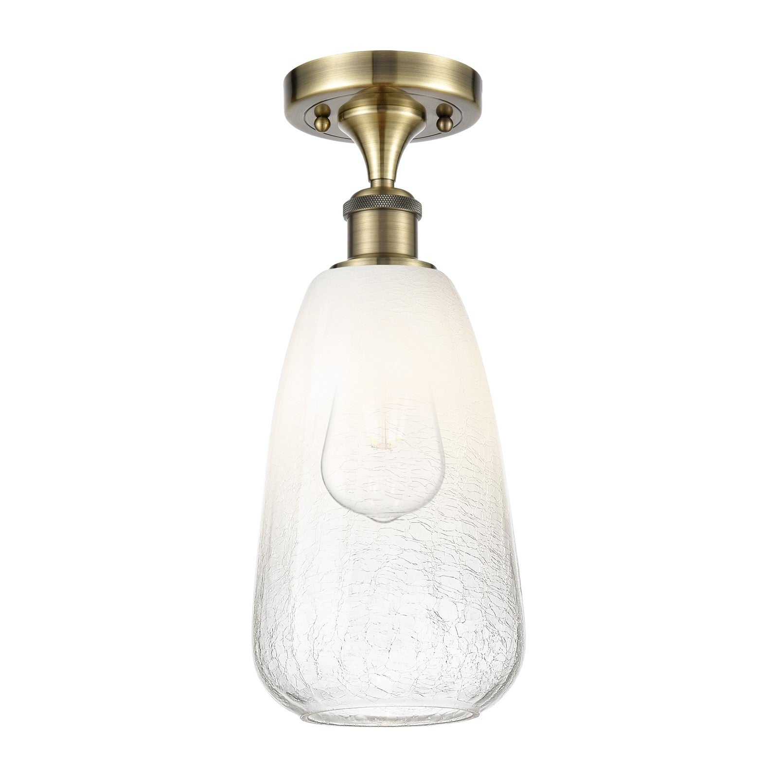Innovations Brookhaven Almond 6in 1-Light Semi-Flush | Industrial Antique Brass and Opal Glass | Hallway & Entryway | Model 516-1C-AB-G480-6OP