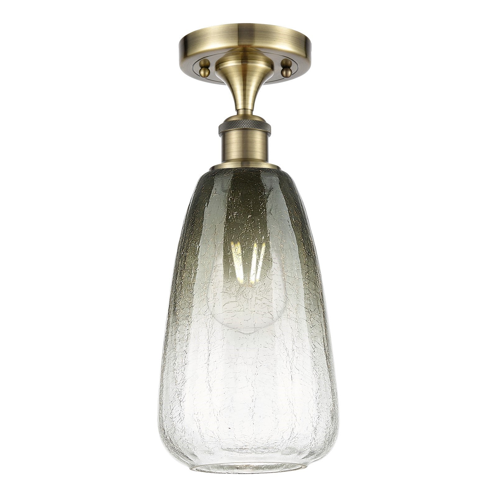 Innovations Brookhaven Almond 6in 1-Light Semi-Flush | Industrial Antique Brass and Slate Glass | Entryway & Hallway | Model 516-1C-AB-G480-6SL