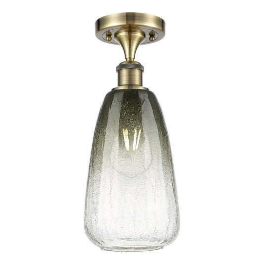 Innovations Brookhaven Almond 6in 1-Light Semi-Flush | Industrial Antique Brass and Slate Glass | Entryway & Hallway | Model 516-1C-AB-G480-6SL