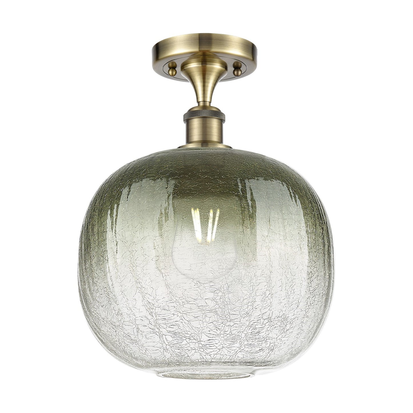 Innovations Brookhaven Sphere 10.5in 1-Light Semi-Flush | Industrial Antique Brass and Slate Glass | Kitchen & Hallway | Model 516-1C-AB-G481-10SL