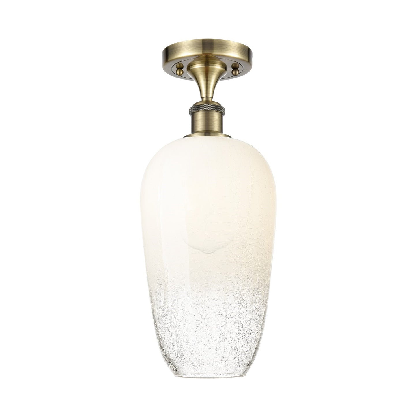 Innovations Brookhaven Flute 7in 1-Light Semi-Flush | Industrial Antique Brass and Opal Glass | Bedroom & Hallway | Model 516-1C-AB-G484-7OP
