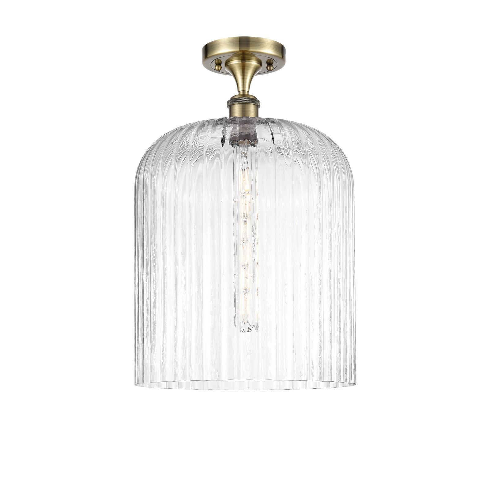 Innovations Bridal Veil 5in 1-Light Semi-Flush | Art Nouveau Antique Brass and Clear Glass | Kitchen & Bathroom | Model 516-1C-AB-G559-12CL