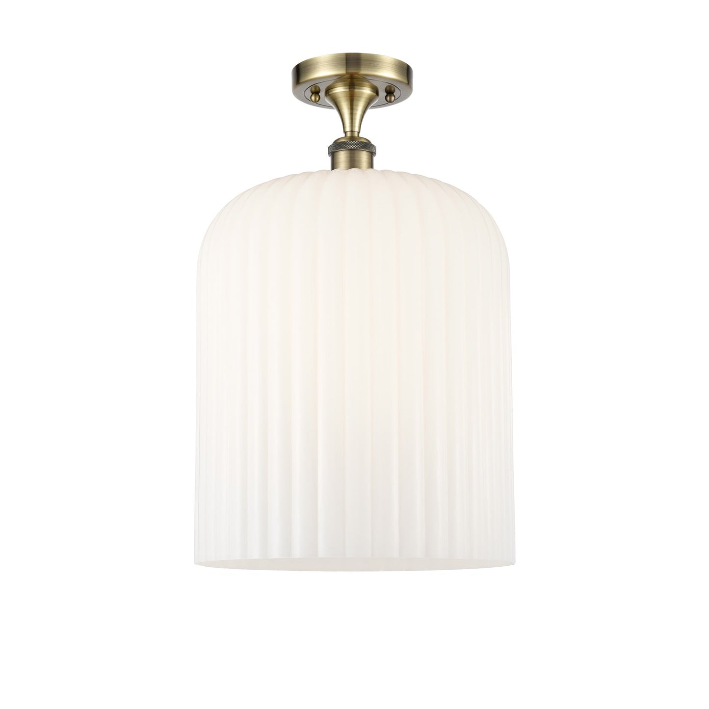 Innovations Bridal Veil 5in 1-Light Semi-Flush | Art Nouveau Antique Brass and Gloss White Glass | Kitchen & Bathroom | Model 516-1C-AB-G559-12GWH