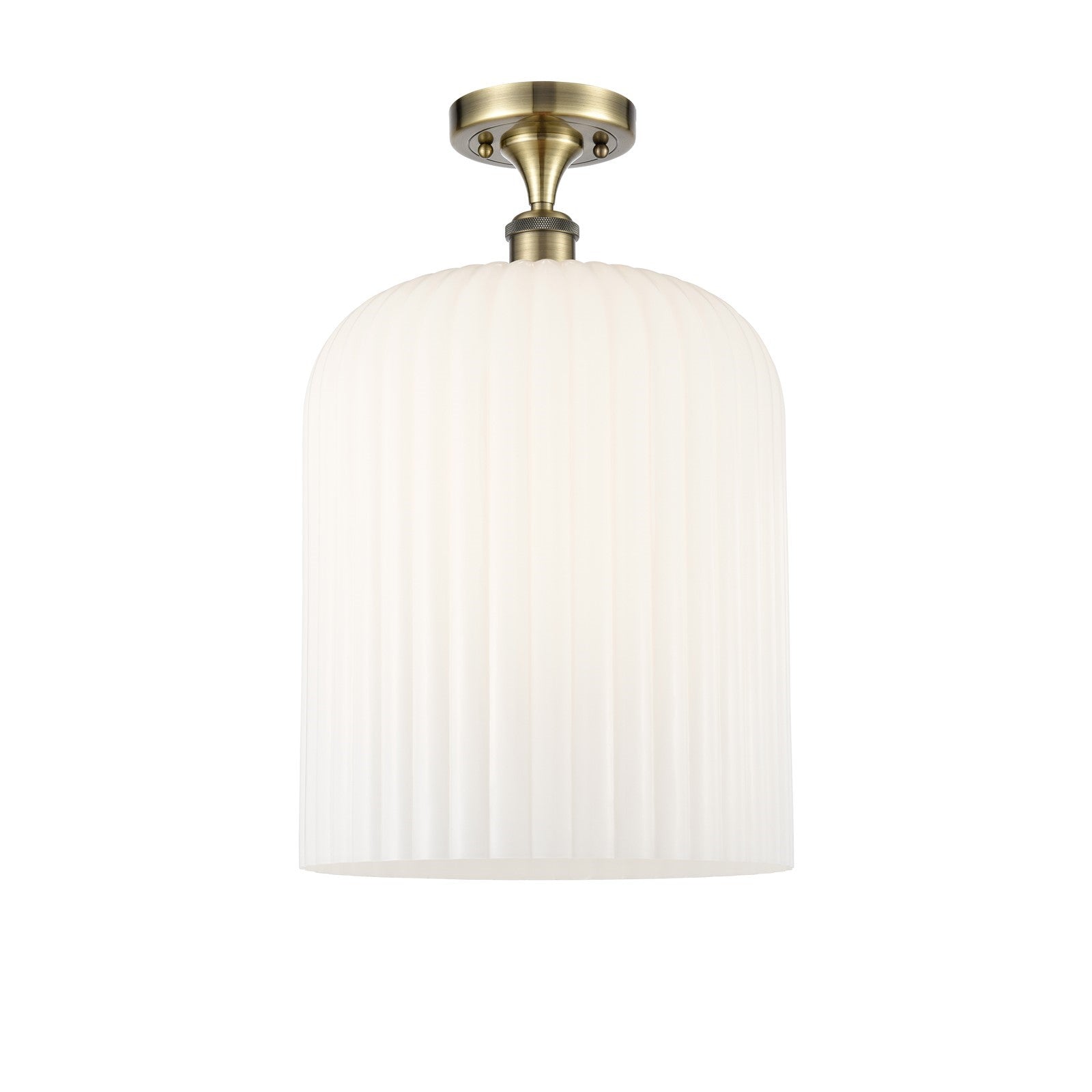 Innovations Bridal Veil 5in 1-Light Semi-Flush | Art Nouveau Antique Brass and Gloss White Glass | Kitchen & Bathroom | Model 516-1C-AB-G559-12GWH