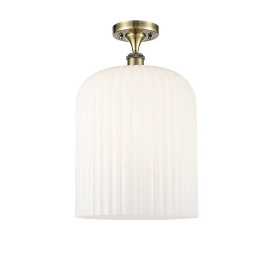 Innovations Bridal Veil 5in 1-Light Semi-Flush | Art Nouveau Antique Brass and Gloss White Glass | Kitchen & Bathroom | Model 516-1C-AB-G559-12GWH