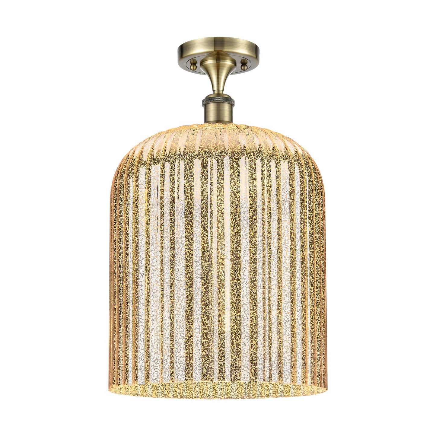 Innovations Bridal Veil 5in 1-Light Semi-Flush Mount | Art Nouveau Antique Brass and Mercury Glass | Hallway & Entryway | Model 516-1C-AB-G559-12ME