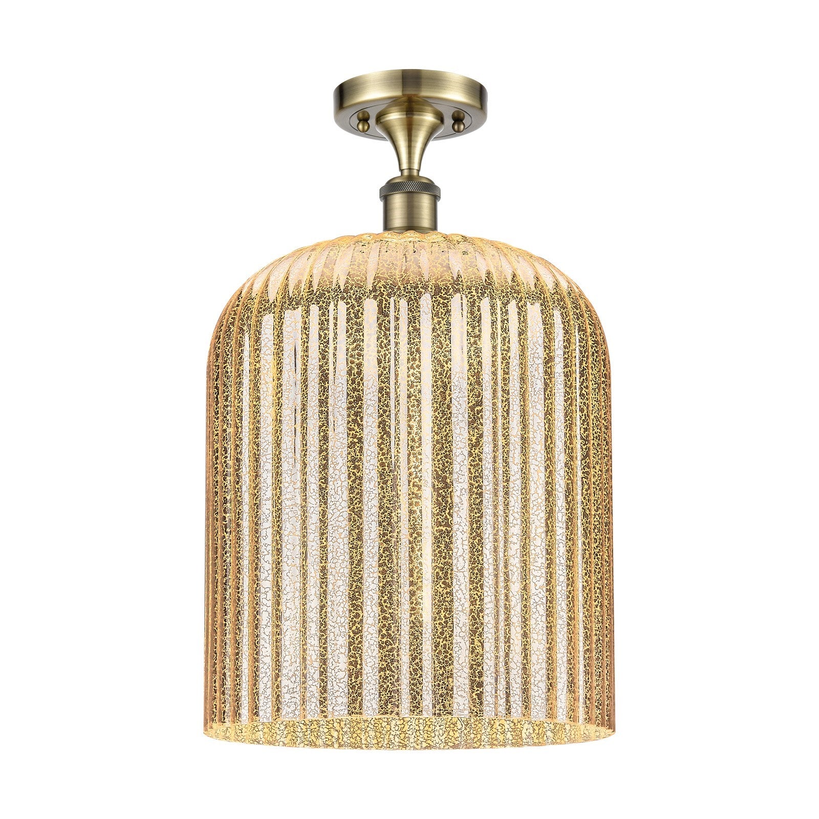 Innovations Bridal Veil 5in 1-Light Semi-Flush Mount | Art Nouveau Antique Brass and Mercury Glass | Hallway & Entryway | Model 516-1C-AB-G559-12ME