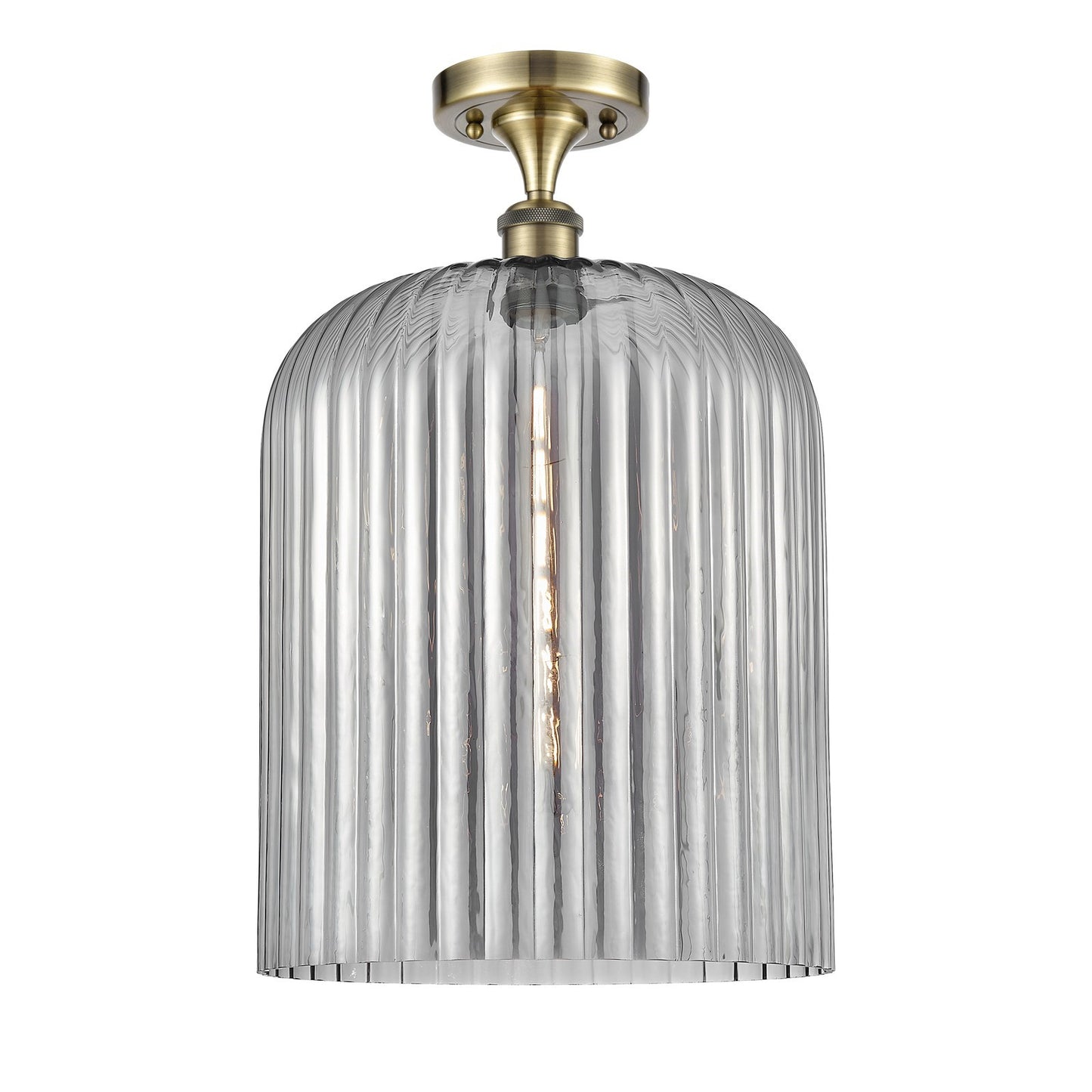 Innovations Bridal Veil 5in 1-Light Semi-Flush Mount | Art Nouveau Antique Brass and Light Smoke Glass | Hallway | Model 516-1C-AB-G559-12SM