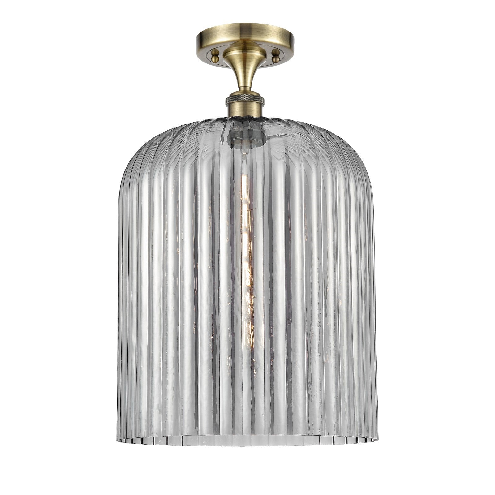 Innovations Bridal Veil 5in 1-Light Semi-Flush Mount | Art Nouveau Antique Brass and Light Smoke Glass | Hallway | Model 516-1C-AB-G559-12SM