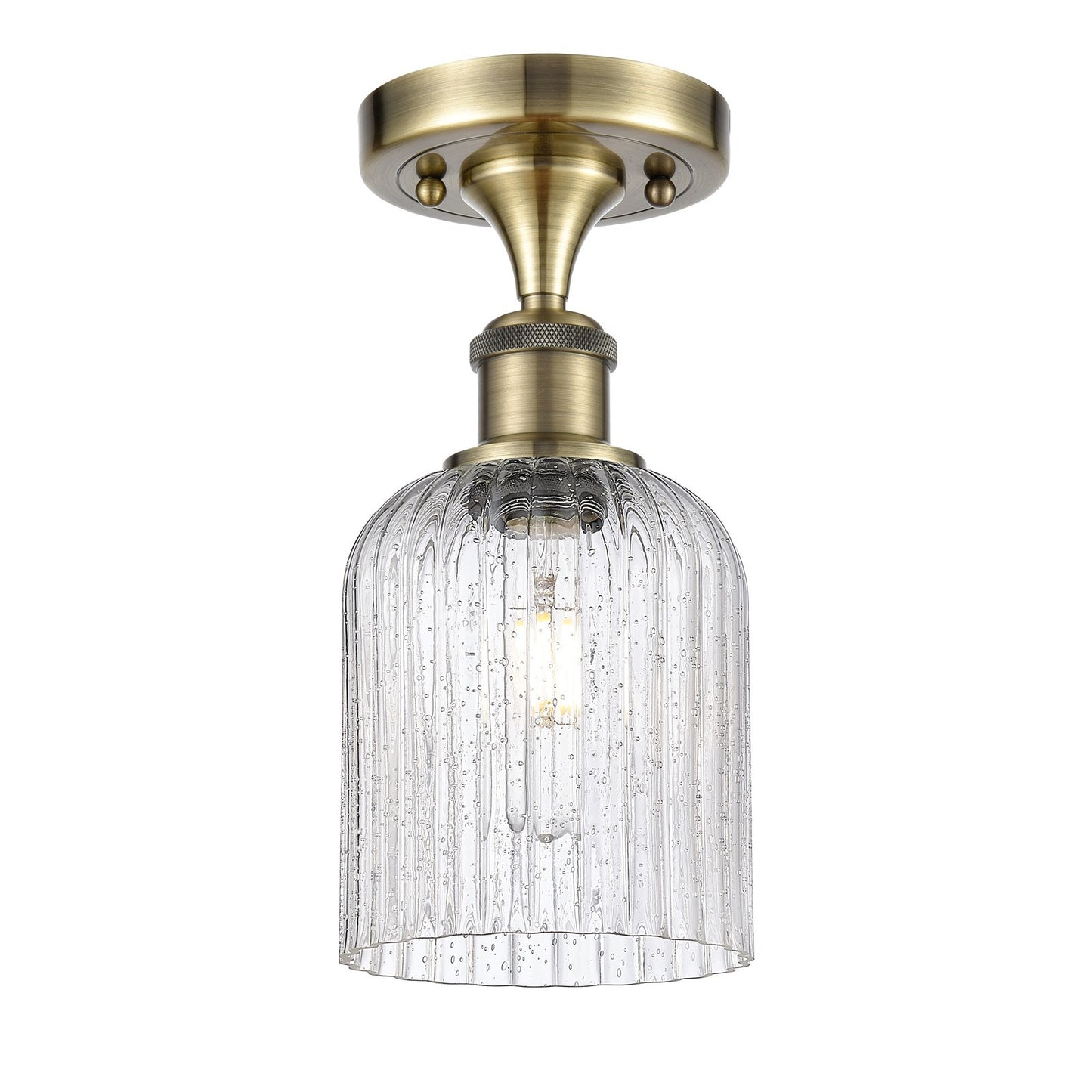 Innovations Bridal Veil 5in 1-Light Semi-Flush Mount | Art Nouveau Antique Brass and Seedy Glass | Hallway & Entryway | Model 516-1C-AB-G559-5SDY
