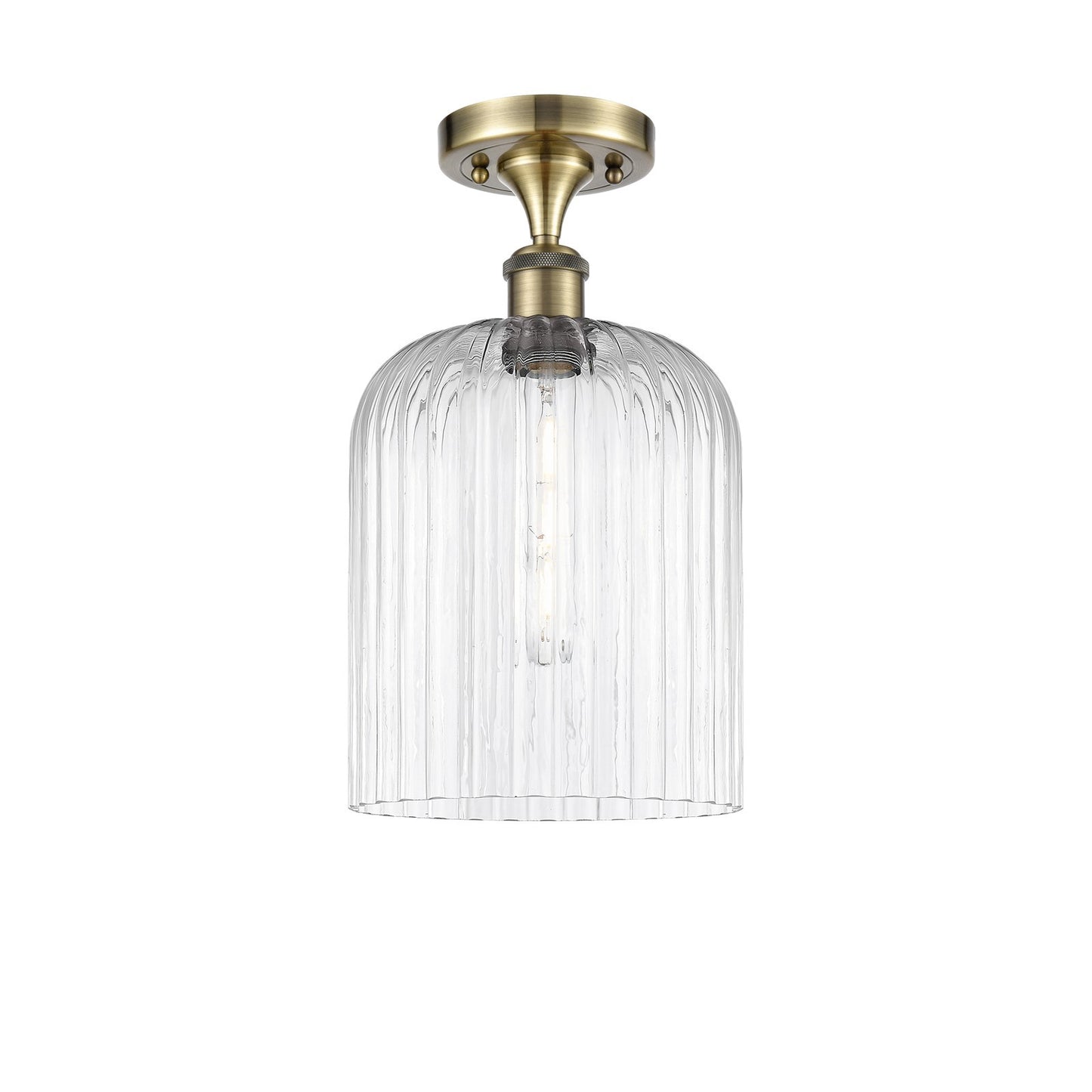 Innovations Bridal Veil 5in 1-Light Semi-Flush | Art Nouveau Antique Brass and Clear Glass | Hallway & Bathroom | Model 516-1C-AB-G559-8CL
