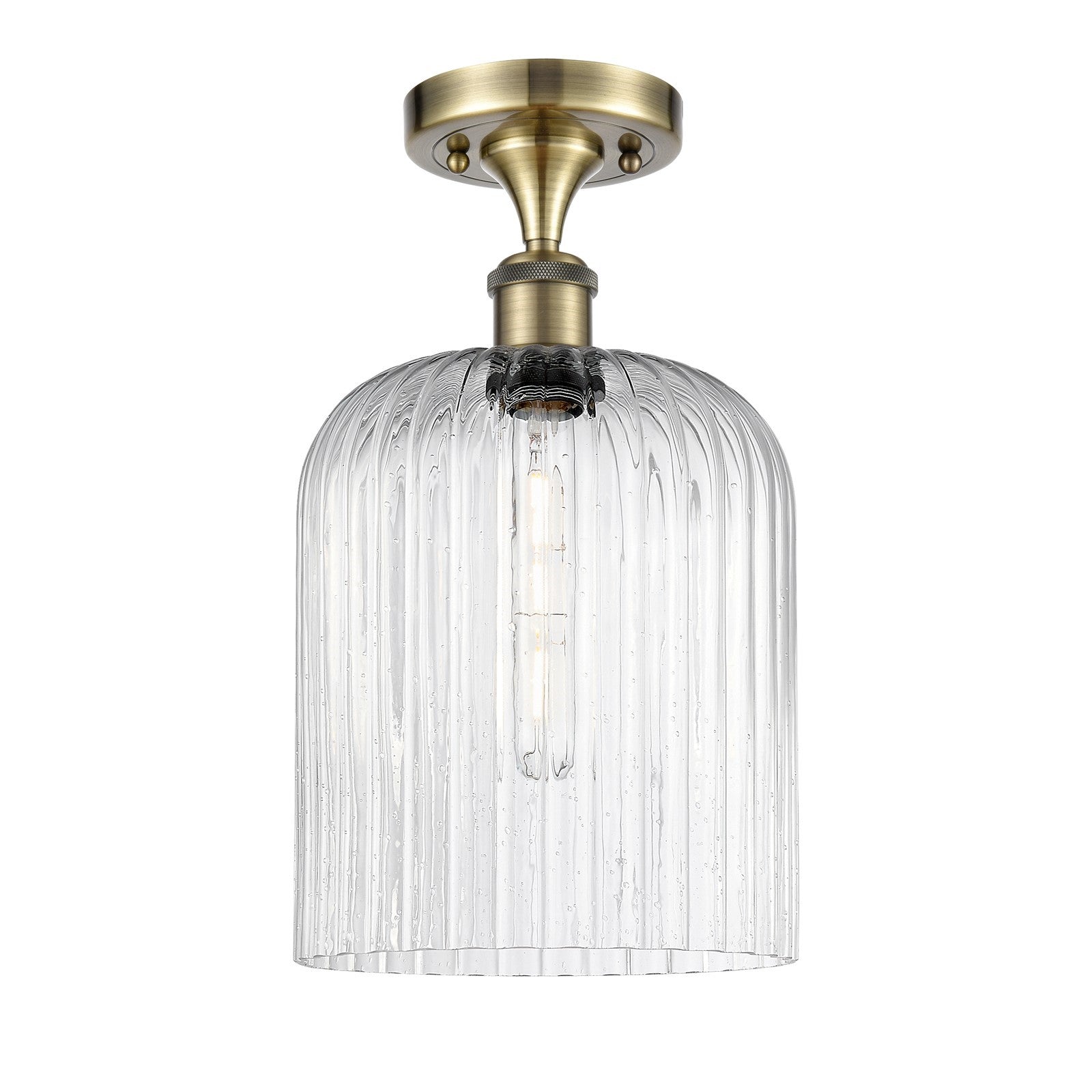 Innovations Bridal Veil 5in 1-Light Semi-Flush | Art Nouveau Antique Brass and Seedy Glass | Hallway & Entryway | Model 516-1C-AB-G559-8SDY
