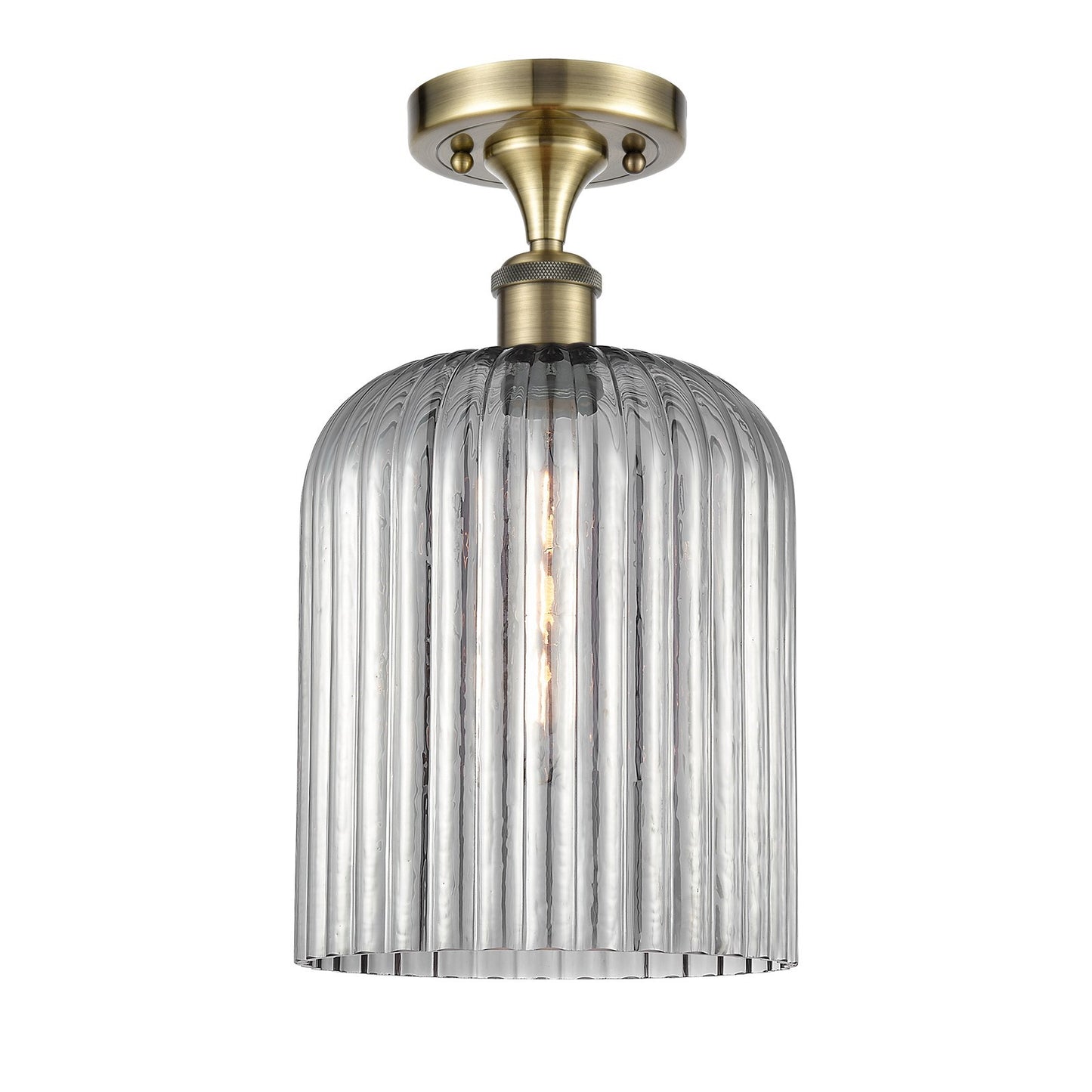 Innovations Bridal Veil 5in 1-Light Semi-Flush | Art Nouveau Antique Brass and Light Smoke Glass | Hallway & Entryway | Model 516-1C-AB-G559-8SM