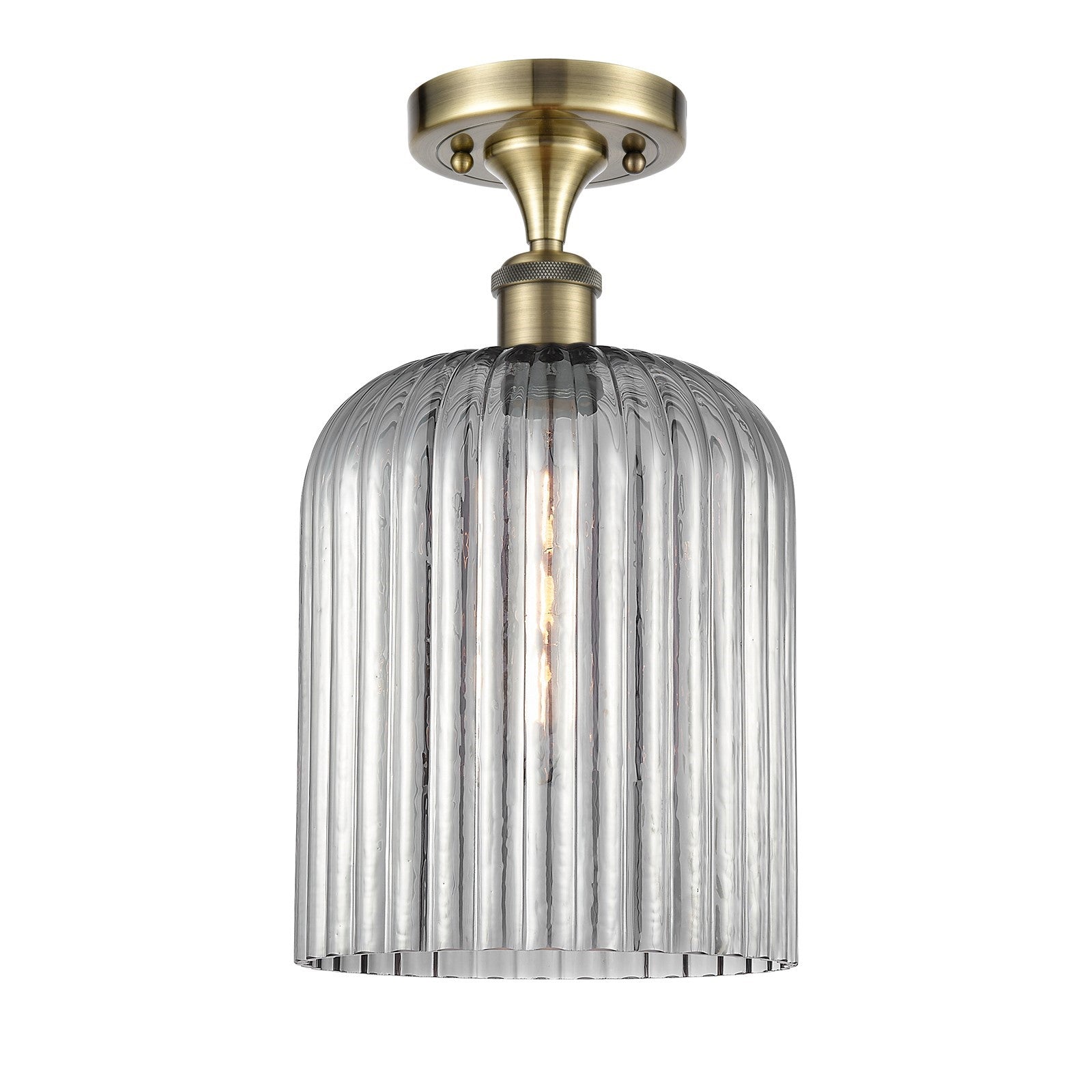 Innovations Bridal Veil 5in 1-Light Semi-Flush | Art Nouveau Antique Brass and Light Smoke Glass | Hallway & Entryway | Model 516-1C-AB-G559-8SM