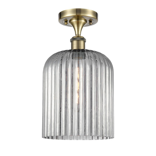 Innovations Bridal Veil 5in 1-Light Semi-Flush | Art Nouveau Antique Brass and Light Smoke Glass | Hallway & Entryway | Model 516-1C-AB-G559-8SM