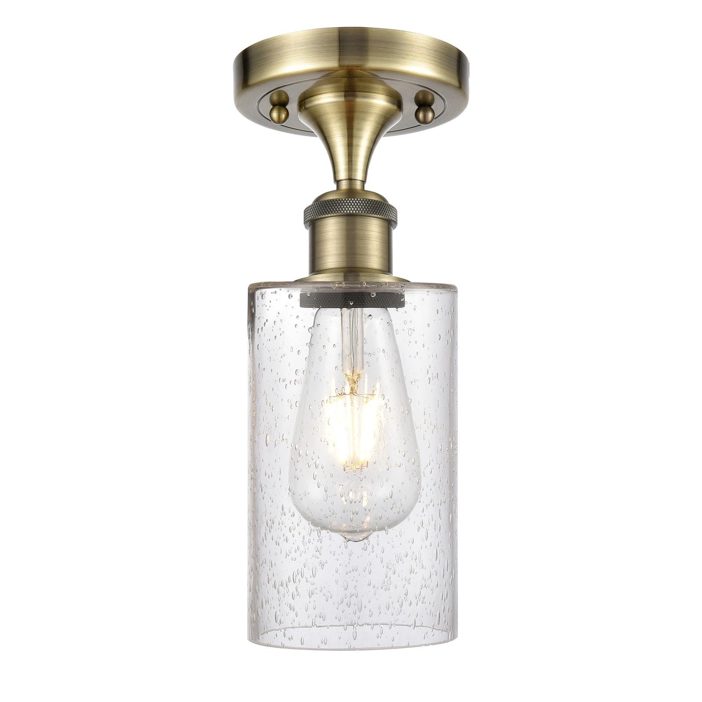 Innovations Clymer 4in 1-Light Semi-Flush | Transitional Antique Brass and Seedy Glass | Hallway & Entryway | Model 516-1C-AB-G804