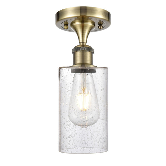 Innovations Clymer 4in 1-Light Semi-Flush | Transitional Antique Brass and Seedy Glass | Hallway & Entryway | Model 516-1C-AB-G804