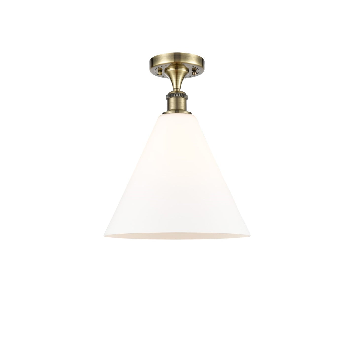 Innovations Berkshire Glass 12in 1-Light Semi-Flush | Industrial Antique Brass and Matte White Cased Glass | Kitchen | Model 516-1C-AB-GBC-121