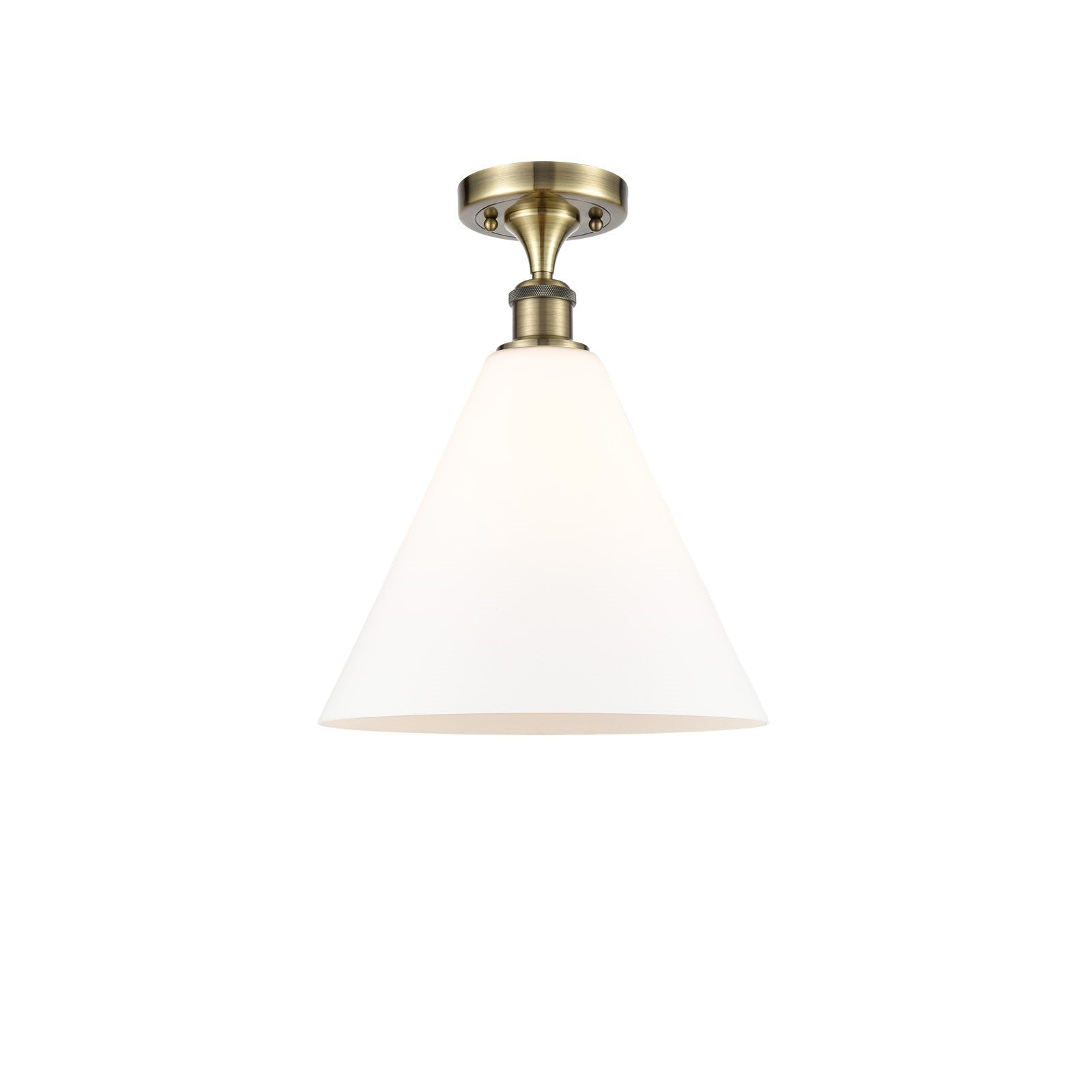 Innovations Berkshire Glass 12in 1-Light Semi-Flush | Industrial Antique Brass and Matte White Cased Glass | Kitchen | Model 516-1C-AB-GBC-121