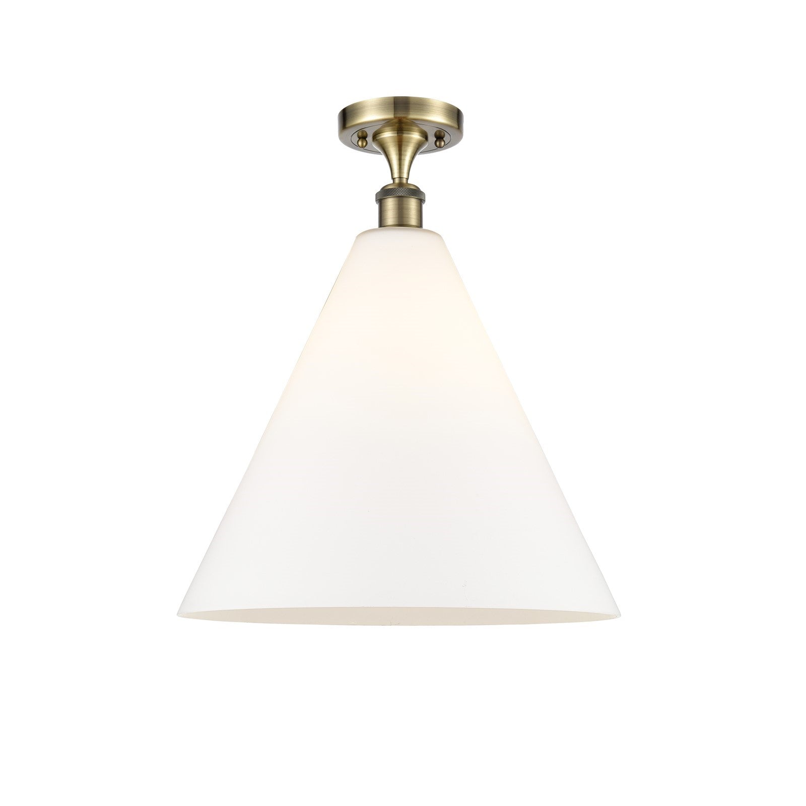 Innovations Lighting Berkshire 16in 1-Light LED Semi-Flush | Industrial Antique Brass and Matte White Glass | Kitchen | Model 516-1C-AB-GBC-161-LED