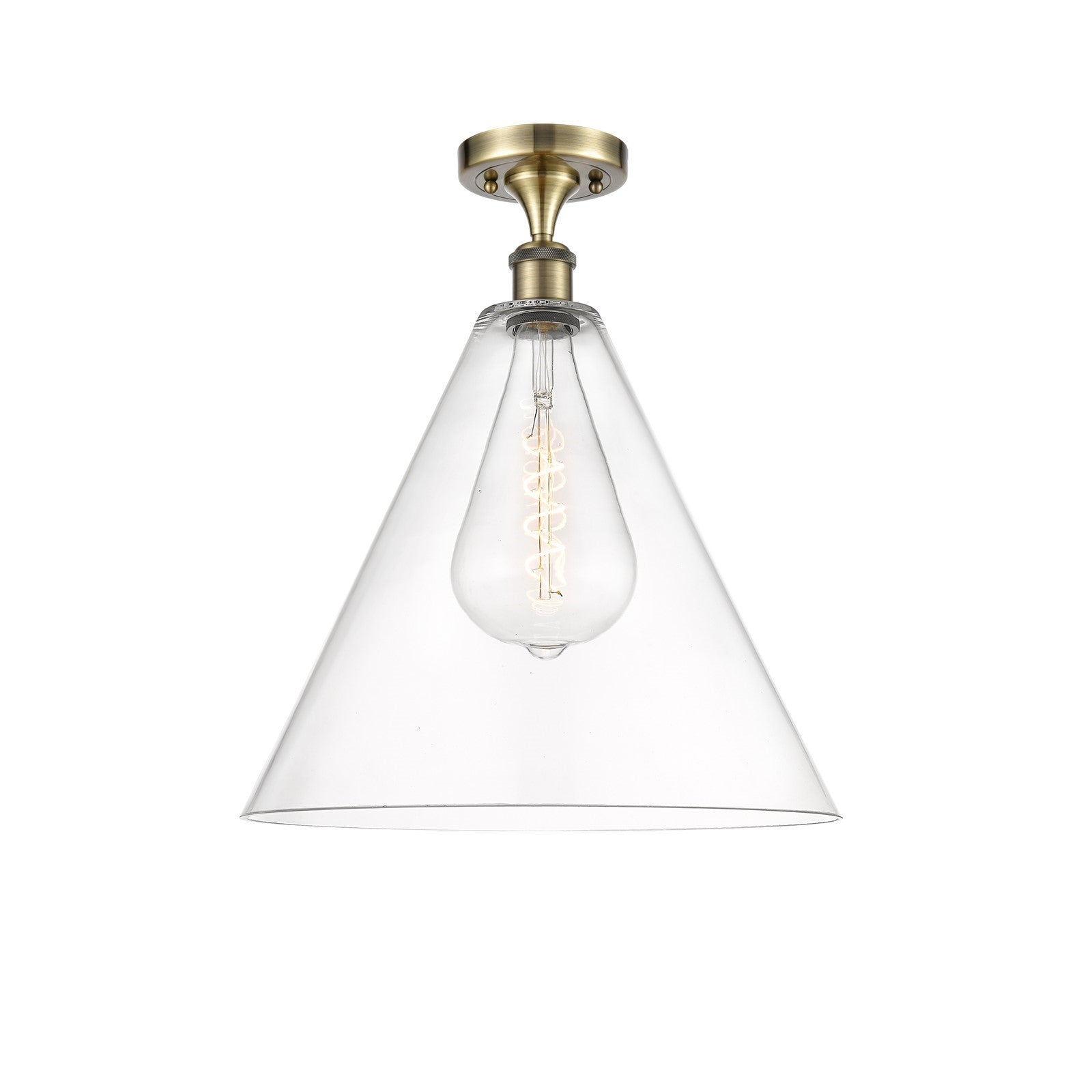 Innovations Lighting Berkshire 16in 1-Light Semi-Flush | Industrial Antique Brass and Clear Glass | Kitchen & Dining Room | Model 516-1C-AB-GBC-162