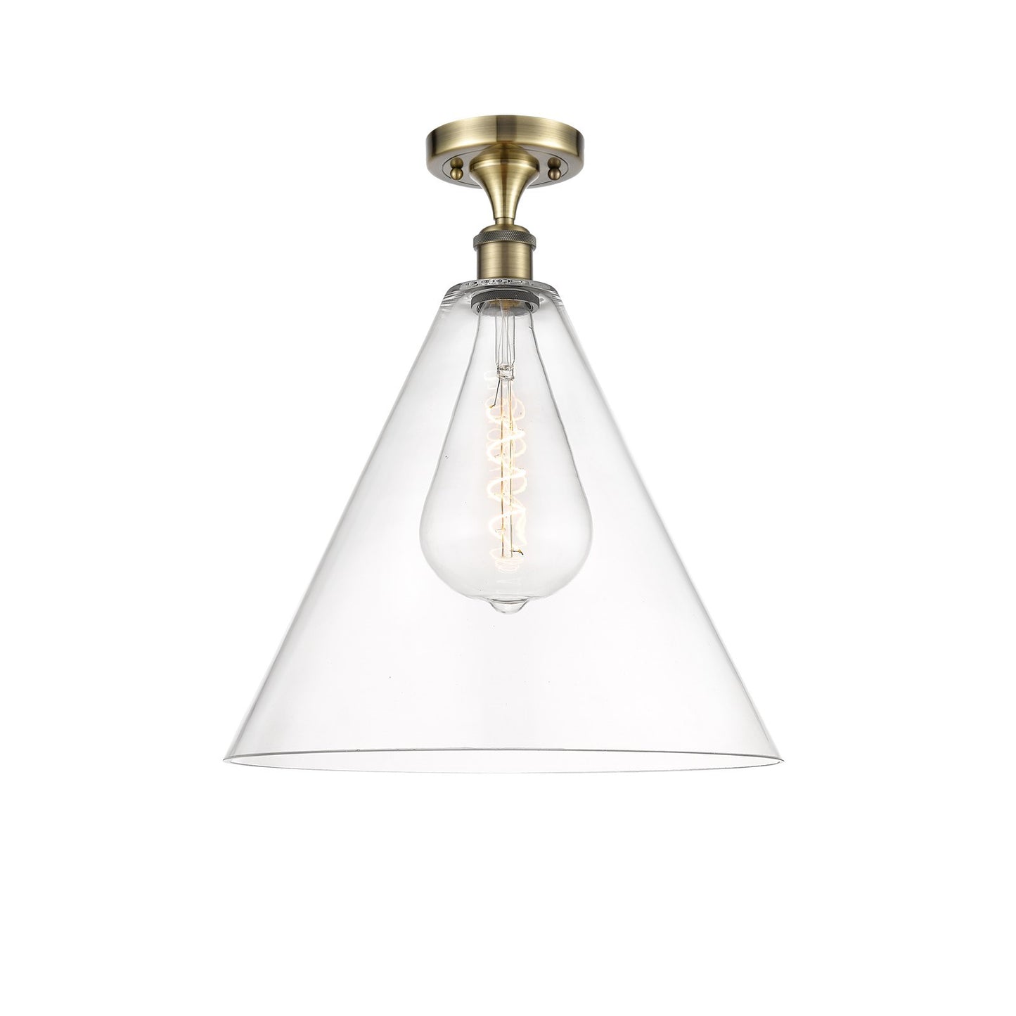 Innovations Lighting Berkshire 16in 1-Light Semi-Flush | Industrial Antique Brass and Clear Glass | Hallway & Bedroom | Model 516-1C-AB-GBC-162-LED