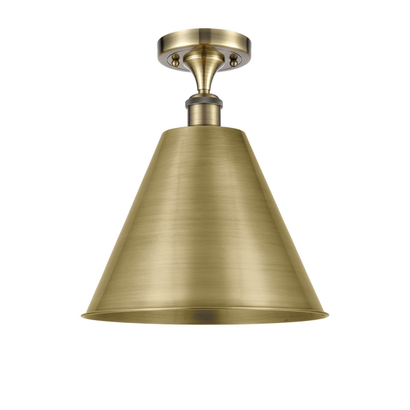 Innovations Berkshire 12in 1-Light Semi-Flush | Industrial Antique Brass and Antique Brass Metal Shade | Kitchen & Dining | Model 516-1C-AB-MBC-12-AB