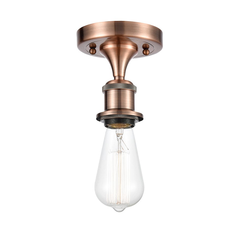 Innovations Bare Bulb 4.5" 1 Light Semi-Flush, Amber Bulb, Copper