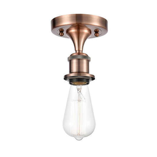 Innovations Bare Bulb 4.5" 1 Light Semi-Flush, Amber Bulb, Copper