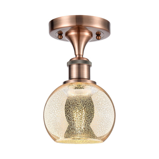Innovations Athens 6in 1-Light Semi-Flush | Industrial Antique Copper and Mercury Glass | Kitchen & Hallway | Model 516-1C-AC-G128-6