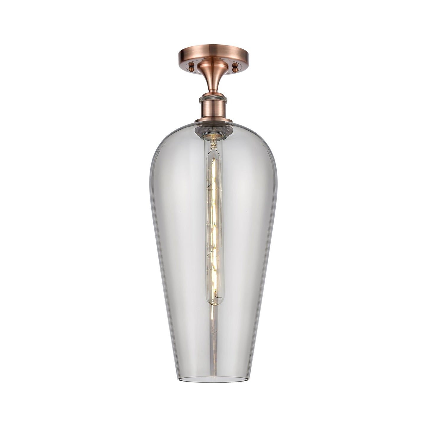 Innovations Chelsea 8in 1-Light Semi-Flush | Industrial Antique Copper and Light Smoke Glass | Hallway & Bedroom | Model 516-1C-AC-G456-8SM