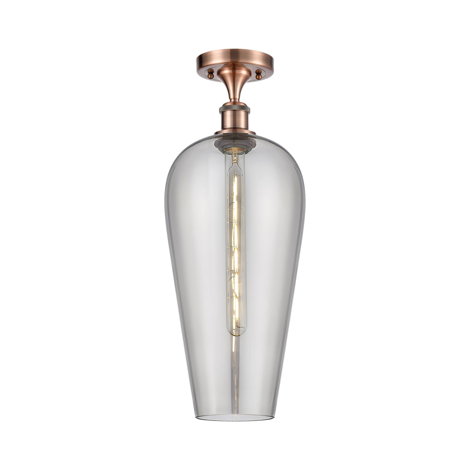 Innovations Chelsea 8in 1-Light Semi-Flush | Industrial Antique Copper and Light Smoke Glass | Hallway & Bedroom | Model 516-1C-AC-G456-8SM