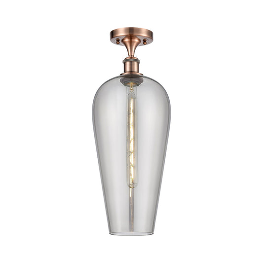 Innovations Chelsea 8in 1-Light Semi-Flush | Industrial Antique Copper and Light Smoke Glass | Hallway & Bedroom | Model 516-1C-AC-G456-8SM