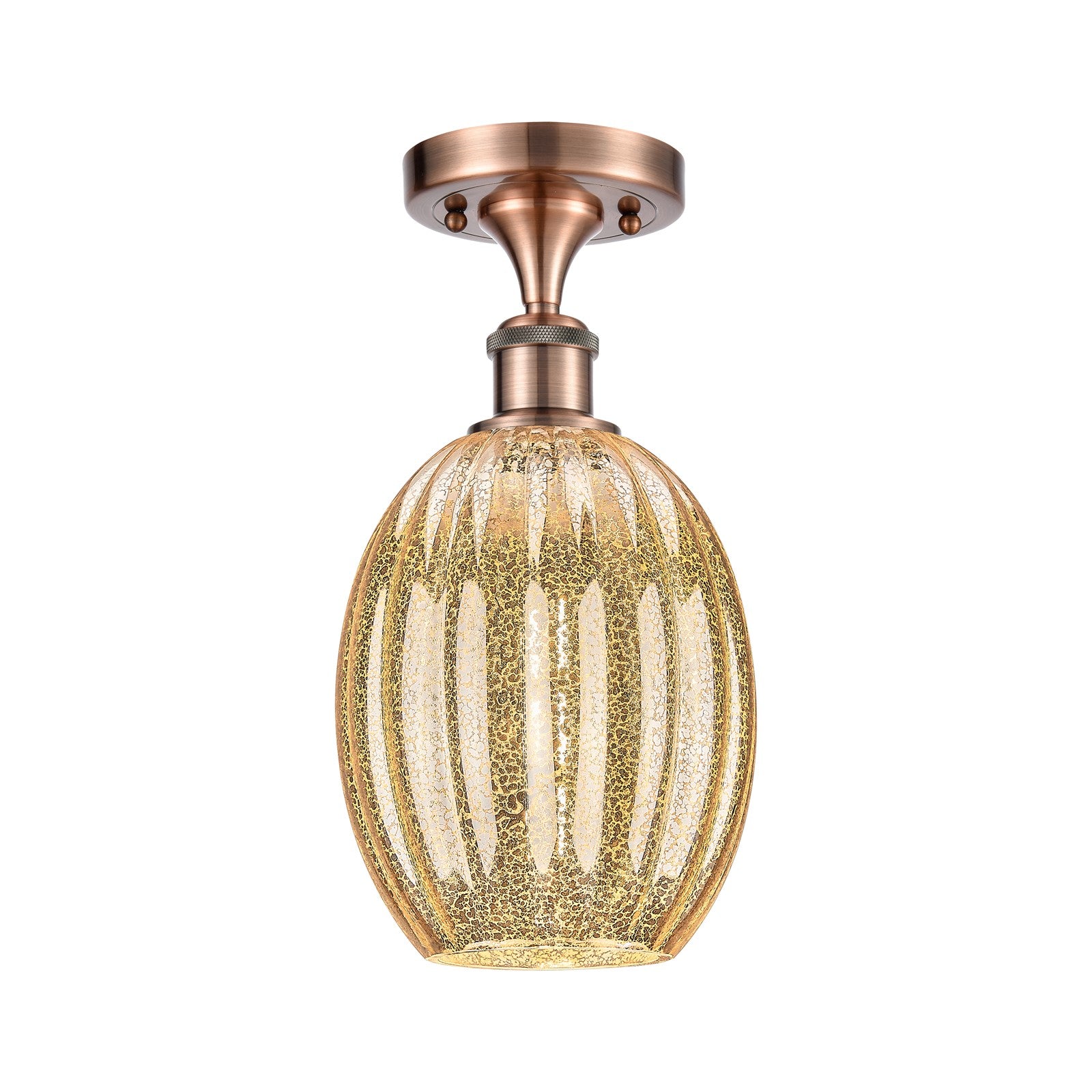 Innovations Preston Bulb 6in 1-Light Semi-Flush | Industrial Antique Copper and Mercury Glass | Hallway & Bedroom | Model 516-1C-AC-G459-6ME