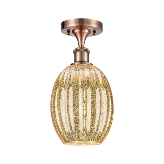 Innovations Preston Bulb 6in 1-Light Semi-Flush | Industrial Antique Copper and Mercury Glass | Hallway & Bedroom | Model 516-1C-AC-G459-6ME