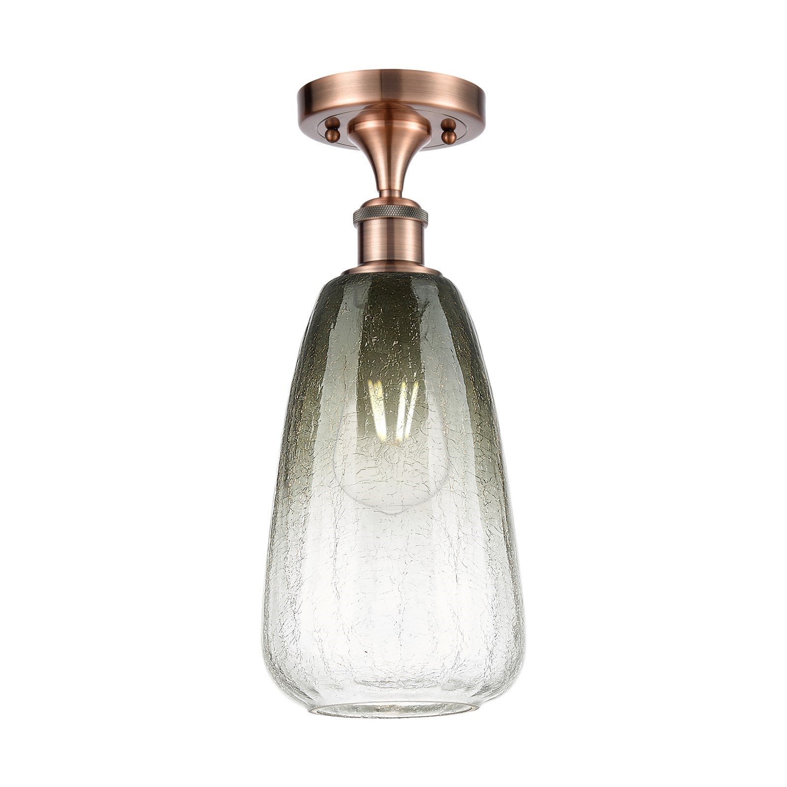 Innovations Brookhaven Almond 6in 1-Light Semi-Flush | Industrial Antique Copper and Slate Glass | Hallway & Entryway | Model 516-1C-AC-G480-6SL