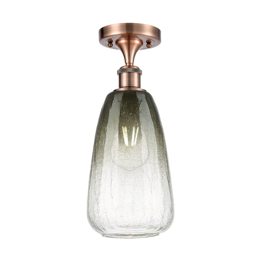 Innovations Brookhaven Almond 6in 1-Light Semi-Flush | Industrial Antique Copper and Slate Glass | Hallway & Entryway | Model 516-1C-AC-G480-6SL