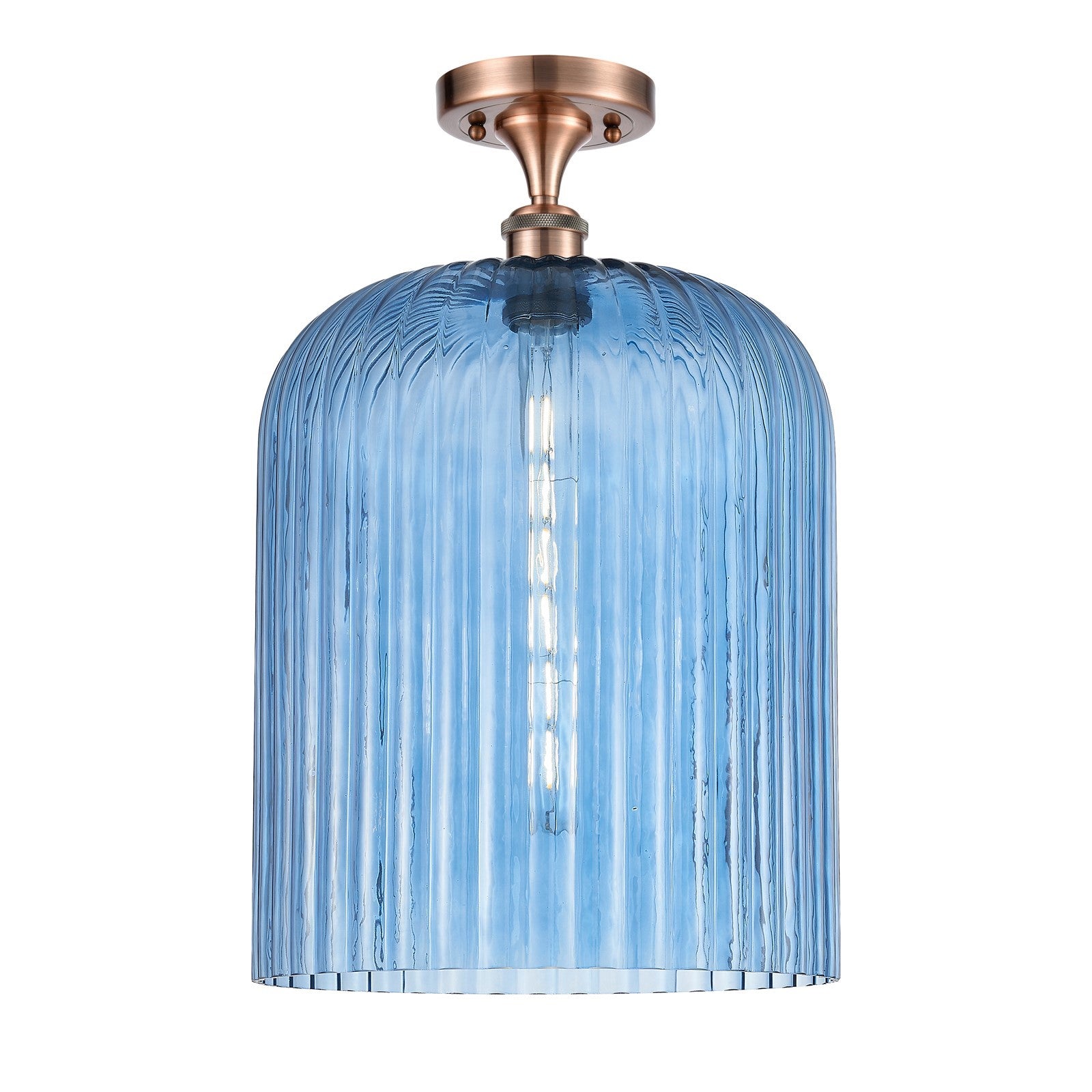 Innovations Bridal Veil 5in 1-Light Semi-Flush | Art Nouveau Antique Copper and Princess Blue Glass | Entryway & Dining | Model 516-1C-AC-G559-12BL