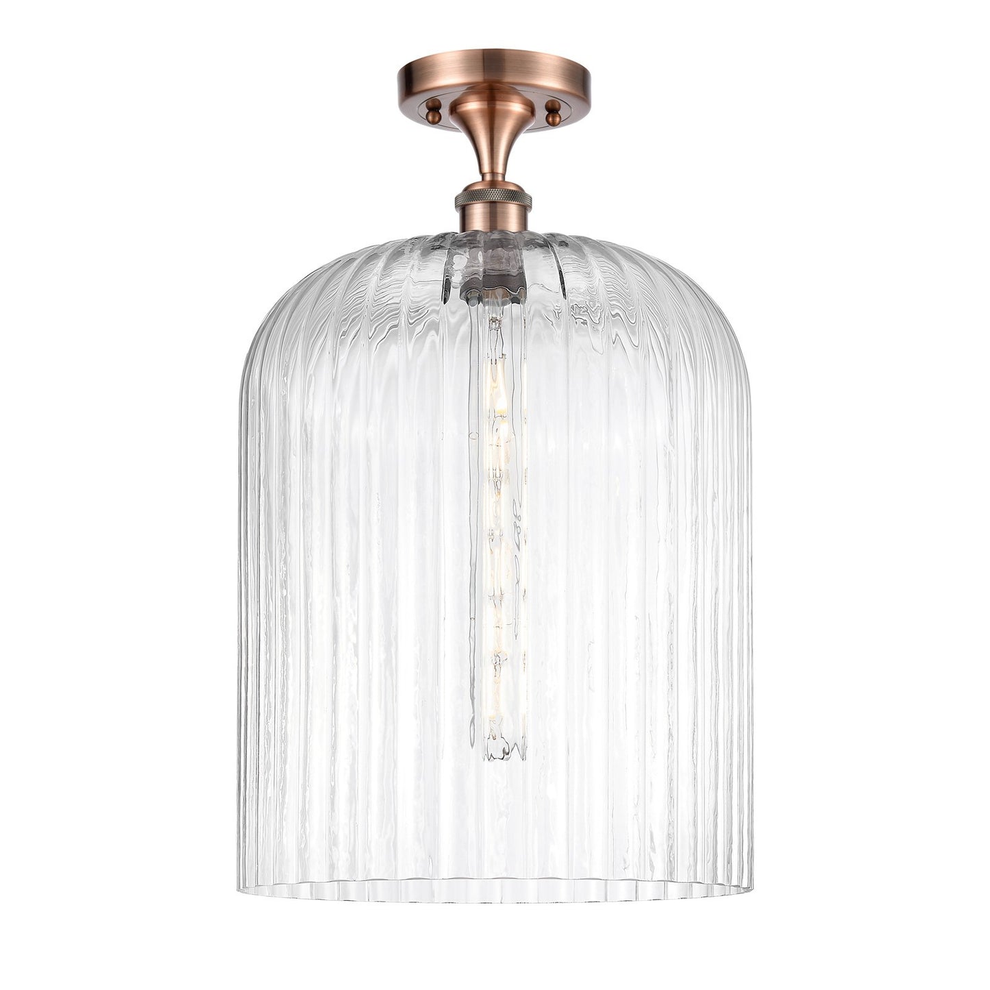 Innovations Bridal Veil 5in 1-Light Semi-Flush | Art Nouveau Antique Copper and Clear Glass | Entryway & Dining Room | Model 516-1C-AC-G559-12CL
