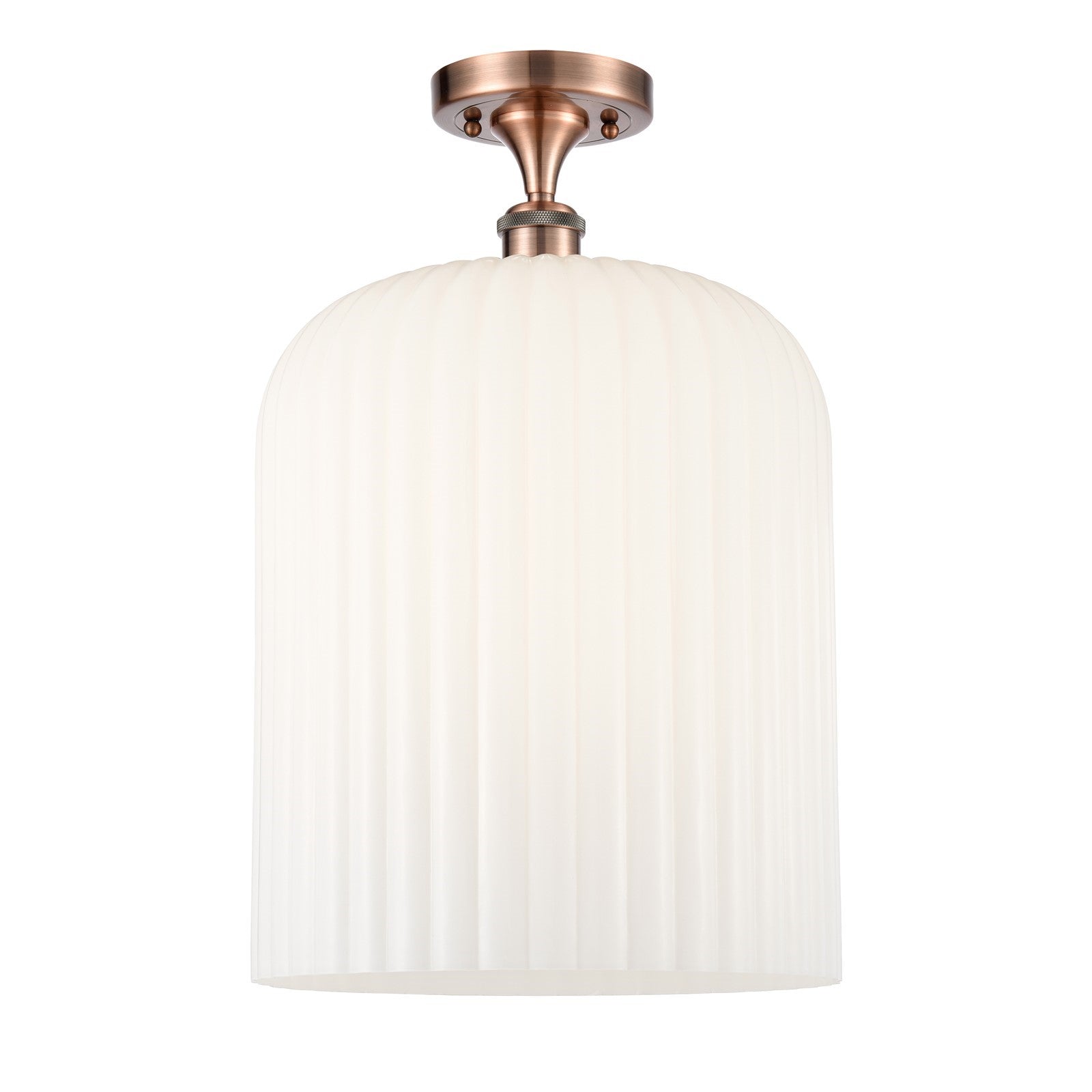 Innovations Bridal Veil 5in 1-Light Semi-Flush | Art Nouveau Antique Copper and Gloss White Glass | Entryway & Dining | Model 516-1C-AC-G559-12GWH