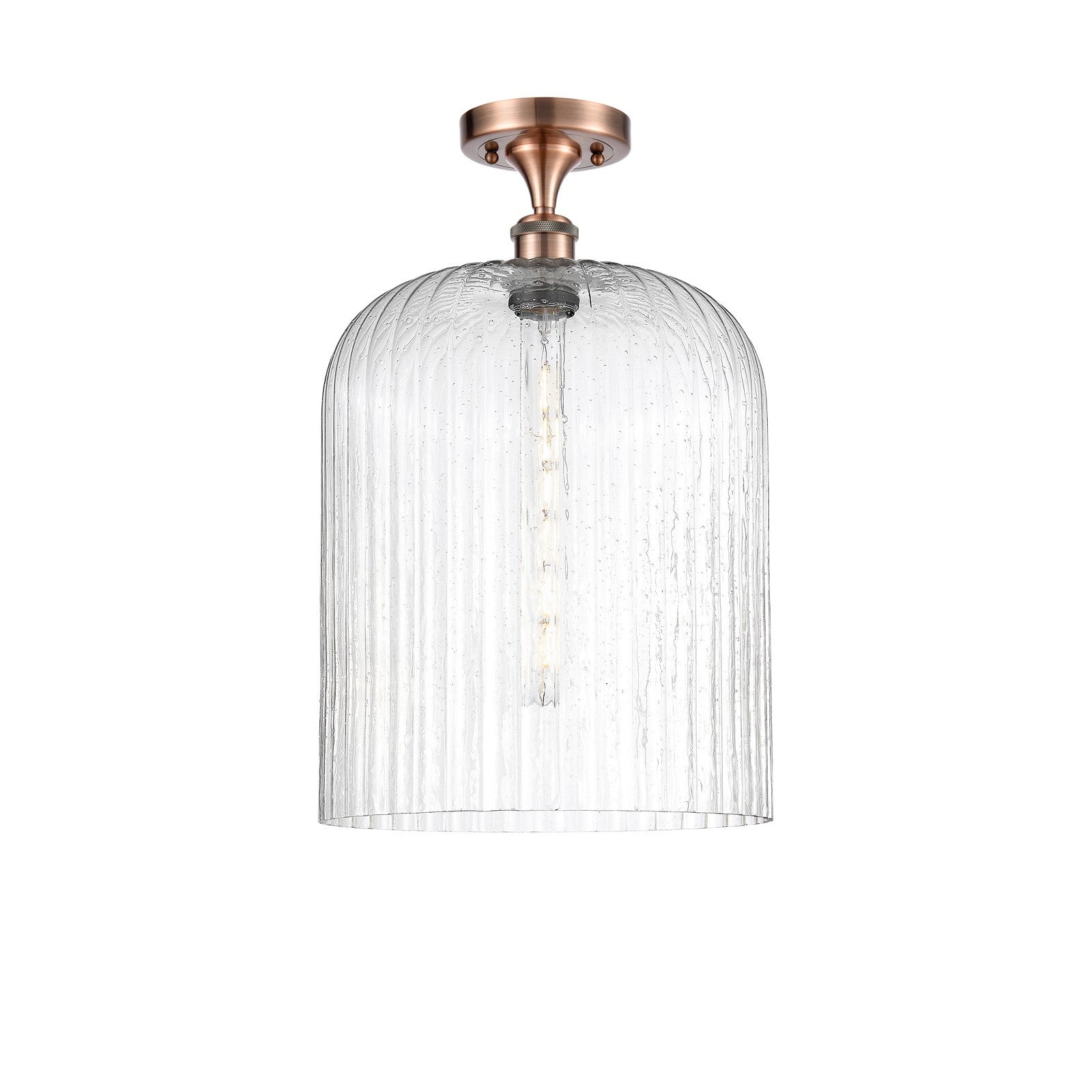 Innovations Bridal Veil 5in 1-Light Semi-Flush | Art Nouveau Antique Copper and Seedy Glass | Hallway & Bathroom | Model 516-1C-AC-G559-12SDY