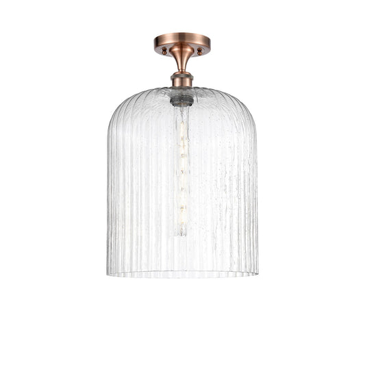 Innovations Bridal Veil 5in 1-Light Semi-Flush | Art Nouveau Antique Copper and Seedy Glass | Hallway & Bathroom | Model 516-1C-AC-G559-12SDY