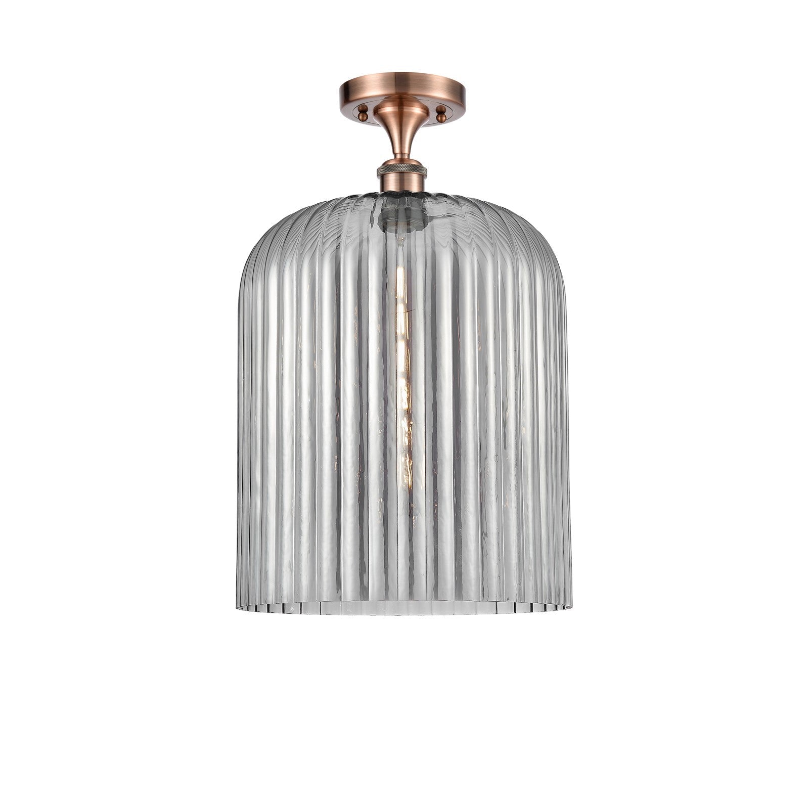 Innovations Bridal Veil 5in 1-Light Semi-Flush | Art Nouveau Antique Copper and Light Smoke Glass | Hallway & Bathroom | Model 516-1C-AC-G559-12SM