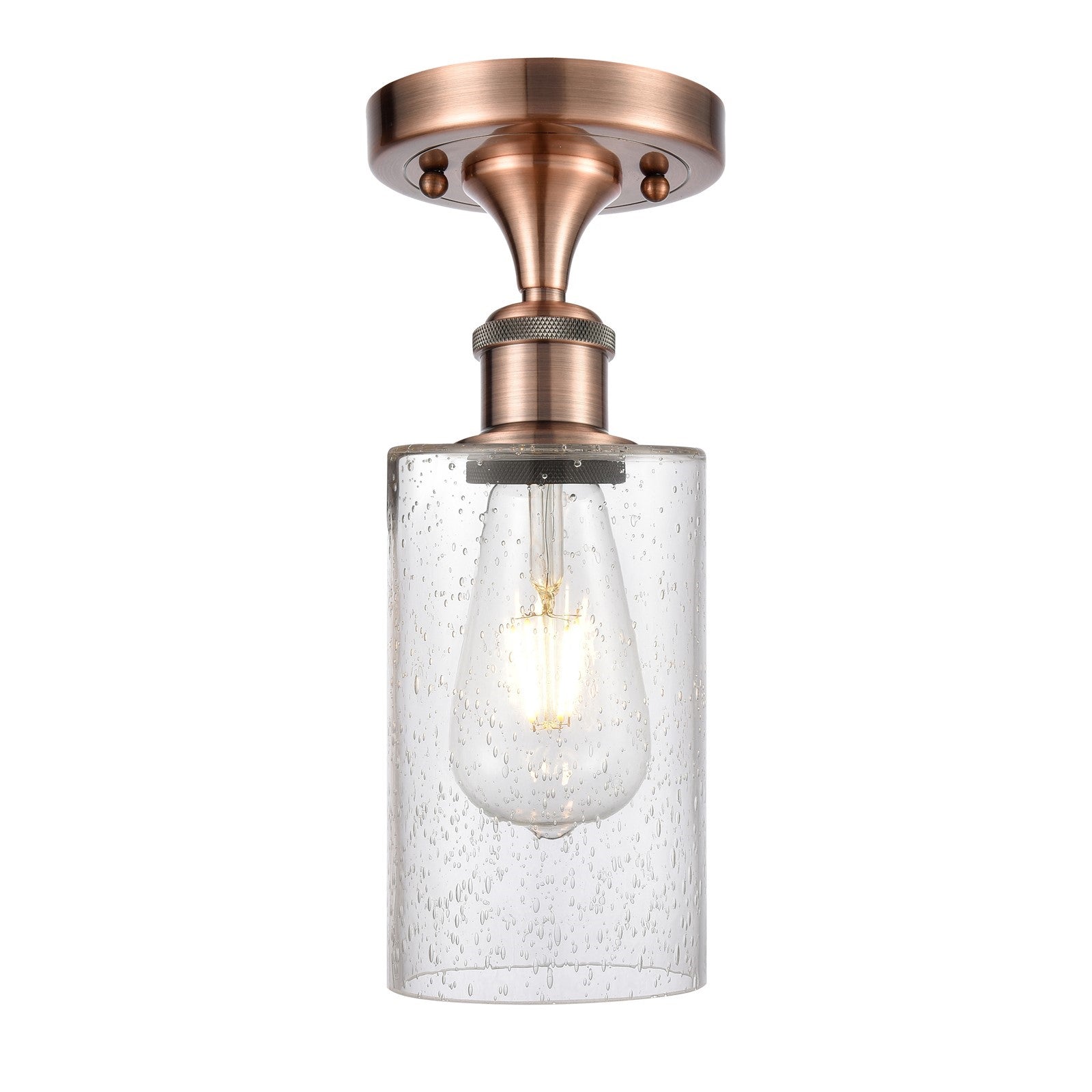 Innovations Clymer 4in 1-Light Semi-Flush | Art Nouveau Antique Copper and Seedy Glass | Hallway & Bedroom | Model 516-1C-AC-G804