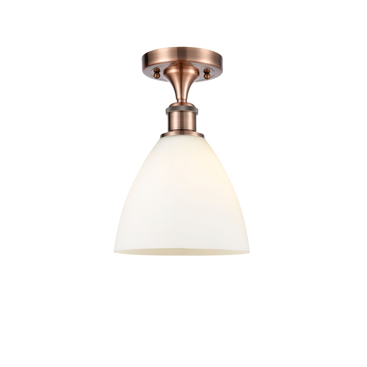 Innovations Lighting Bristol 7.5in 1-Light Semi-Flush Mount | Industrial Antique Copper and Matte White Glass | Kitchen | Model 516-1C-AC-GBD-751-LED