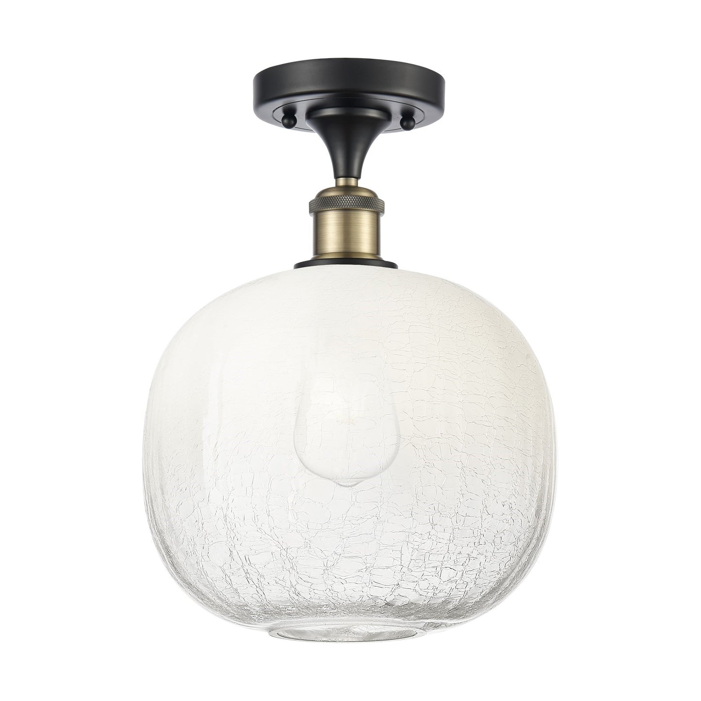Innovations Ballston 10.5in 1-Light Semi-Flush | Industrial Black Antique Brass and Opal Glass | Kitchen & Dining Room | Model 516-1C-BAB-G481-10OP