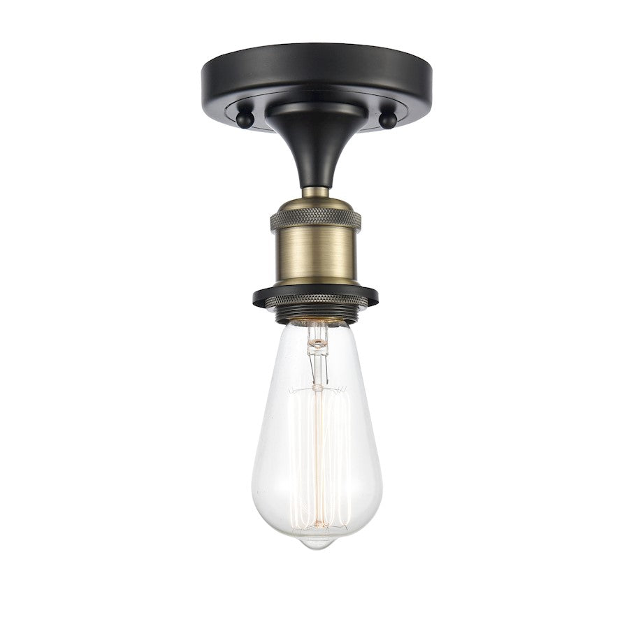 Innovations Bare Bulb 4.5" 1 Light LED Semi-Flush, Black Brass